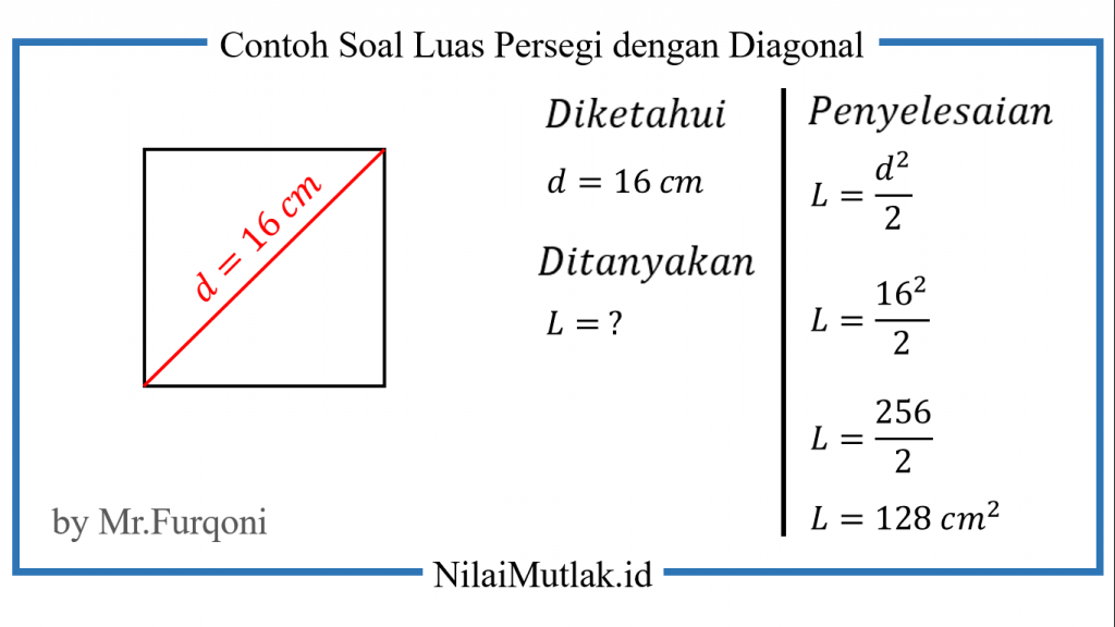 contoh soal menghitung luas persegi dengan diagonal