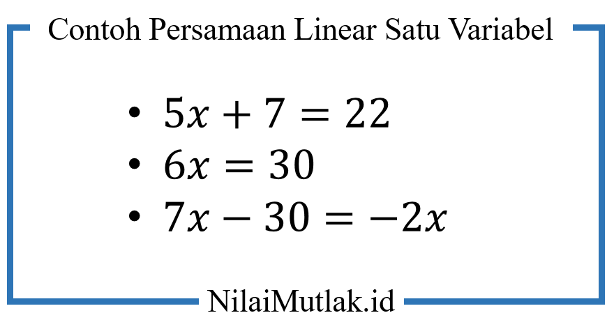 contoh persamaan linear satu variabel